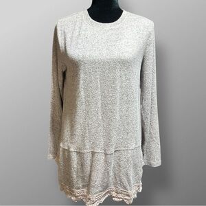 Cactus & Pearl Sweater Womens M Heather Purple Lace Trim Long Sleeve NWT